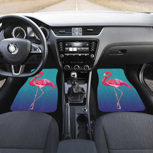 Pink Flamingos On Blue Background Car Floor Mats 210502 - YourCarButBetter
