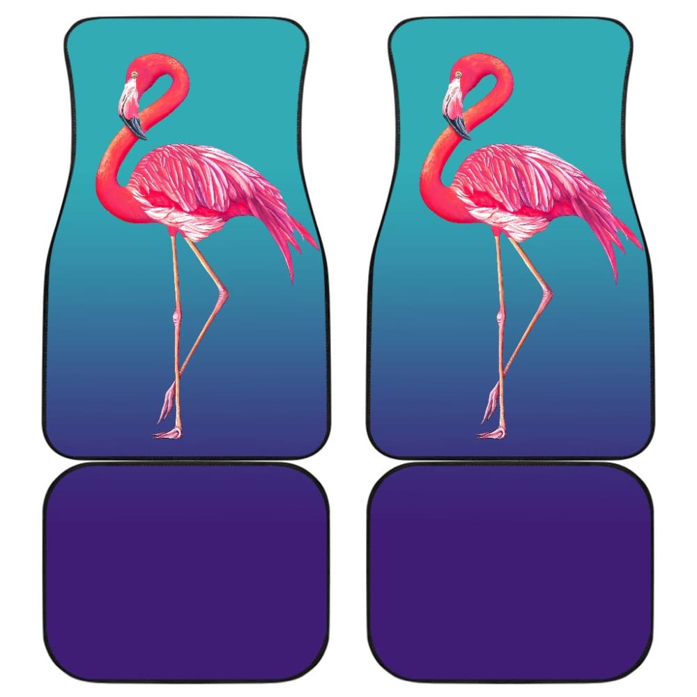 Pink Flamingos On Blue Background Car Floor Mats 210502 - YourCarButBetter