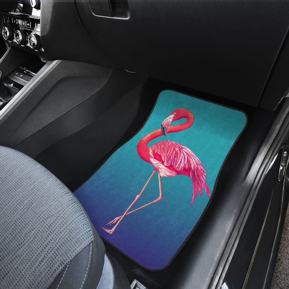 Pink Flamingos On Blue Background Car Floor Mats 210502 - YourCarButBetter