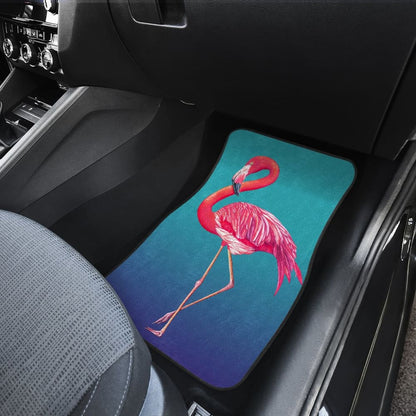 Pink Flamingos On Blue Background Car Floor Mats 210502 - YourCarButBetter