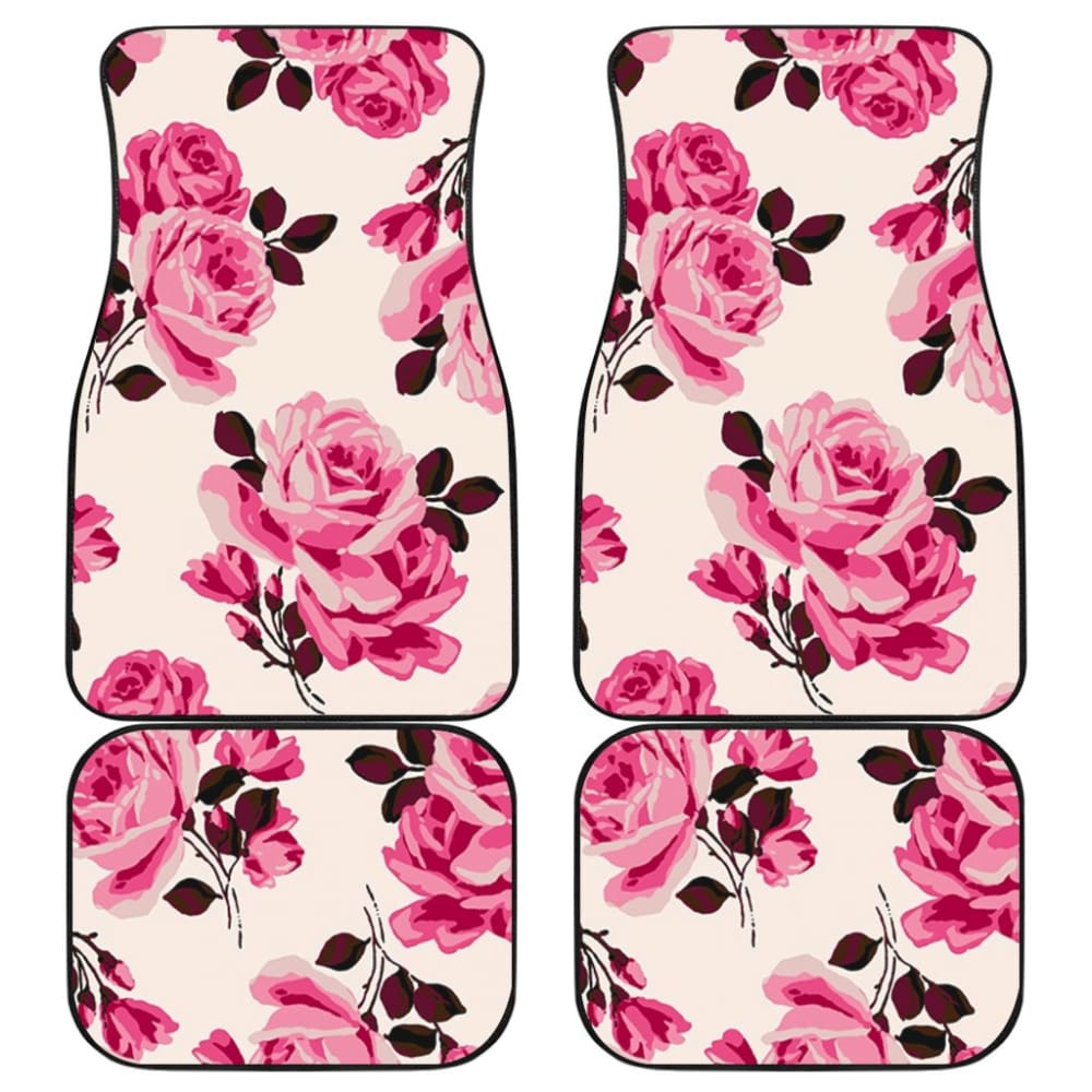 Pink Floral Rose Print Car Floor Mats 212801 - YourCarButBetter