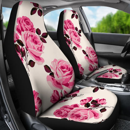 Pink Floral Rose Print Car Seat Covers 212801 - YourCarButBetter