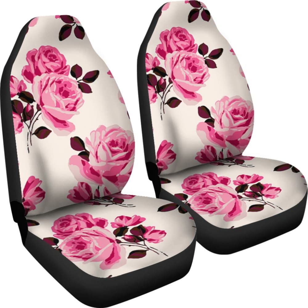 Pink Floral Rose Print Car Seat Covers 212801 - YourCarButBetter