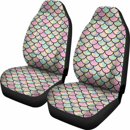Pink Green And Purple Iridescent Mermaid Scales Watercolor Car Seat Covers 174914 - YourCarButBetter