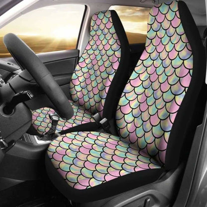 Pink Green And Purple Iridescent Mermaid Scales Watercolor Car Seat Covers 174914 - YourCarButBetter