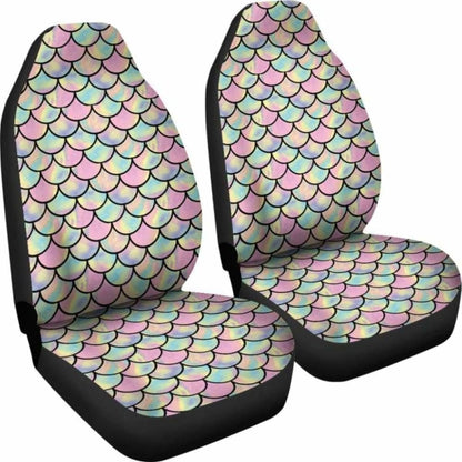 Pink Green And Purple Iridescent Mermaid Scales Watercolor Car Seat Covers 174914 - YourCarButBetter