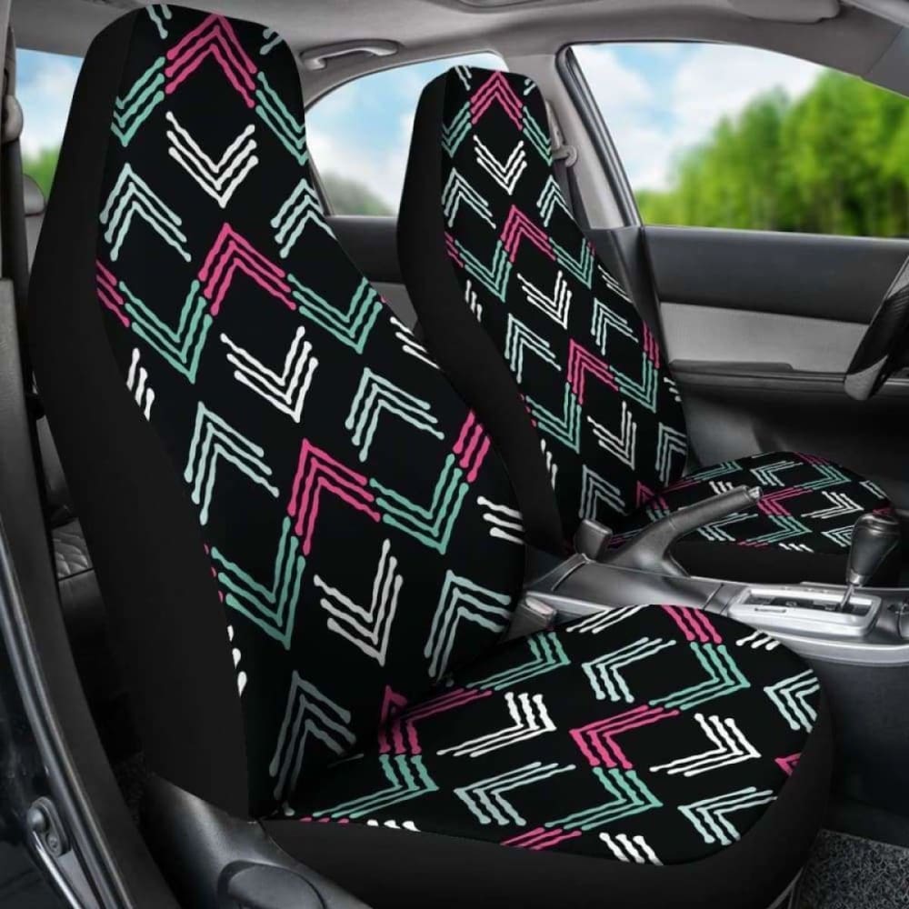Pink Green White And Black Boho Ethnic Pattern Car Seat Covers 105905 - YourCarButBetter