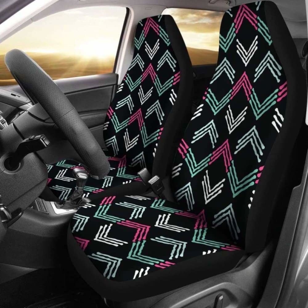 Pink Green White And Black Boho Ethnic Pattern Car Seat Covers 105905 - YourCarButBetter
