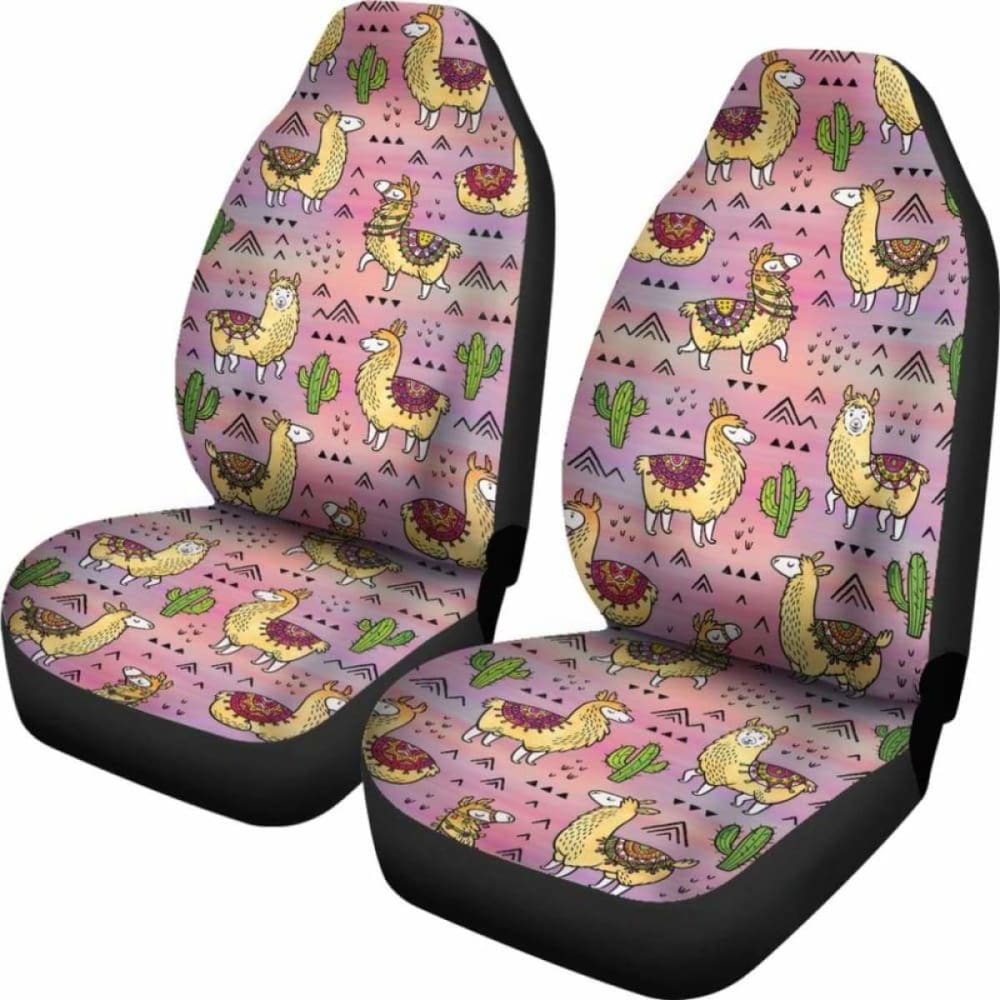 Pink Llama And Cactus Car Seat Covers Boho Seat Protectors 102802 - YourCarButBetter