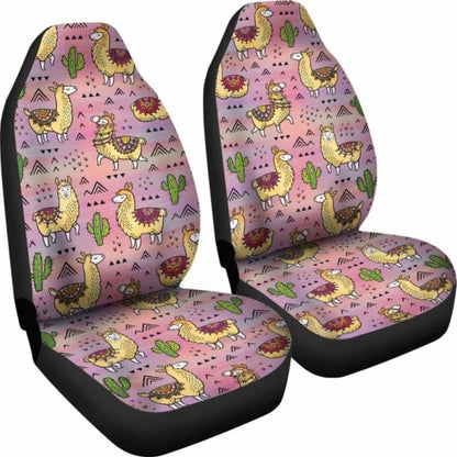 Pink Llama And Cactus Car Seat Covers Boho Seat Protectors 102802 - YourCarButBetter
