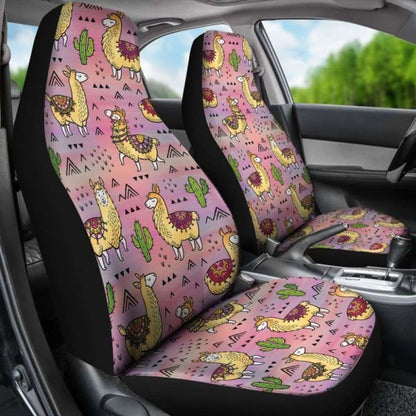 Pink Llama And Cactus Car Seat Covers Boho Seat Protectors 102802 - YourCarButBetter