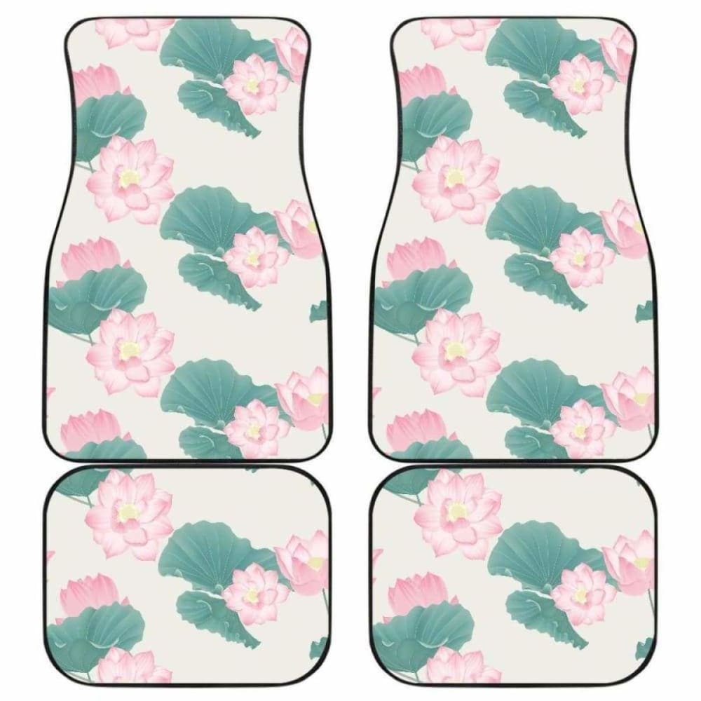 Pink Lotus Waterlily Leaves Pattern Front And Back Car Mats 174914 - YourCarButBetter