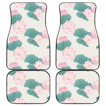 Pink Lotus Waterlily Leaves Pattern Front And Back Car Mats 174914 - YourCarButBetter