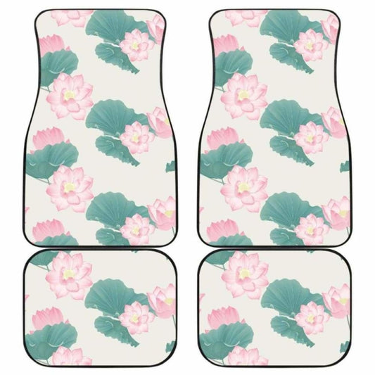 Pink Lotus Waterlily Leaves Pattern Front And Back Car Mats 174914 - YourCarButBetter