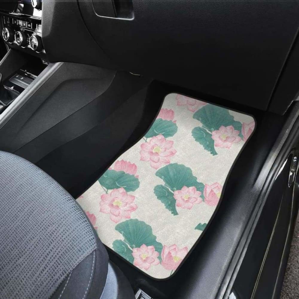 Pink Lotus Waterlily Leaves Pattern Front And Back Car Mats 174914 - YourCarButBetter