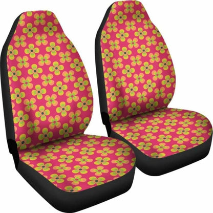 Pink Magenta With Retro Hippie Flower Pattern Car Seat Covers 105905 - YourCarButBetter