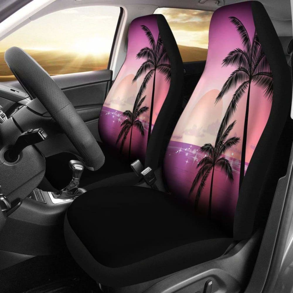 Pink Palm Tree Sunset Design Seat Covers 153908 - YourCarButBetter