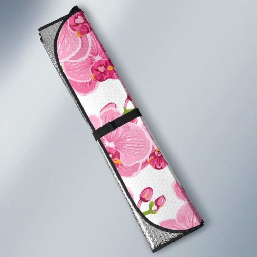 Pink Purple Orchid Pattern Background Car Auto Sun Shades 182102 - YourCarButBetter