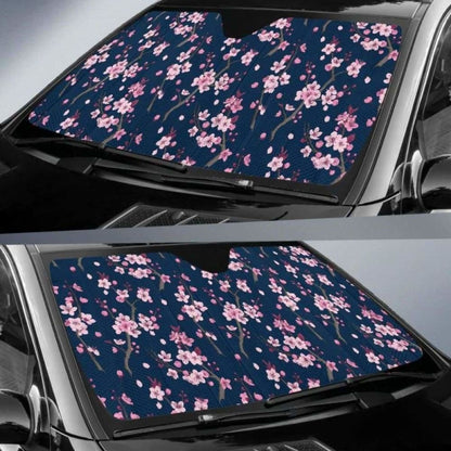 Pink Sakura Cherry Blossom Blue Background Car Auto Sun Shades 104020 - YourCarButBetter