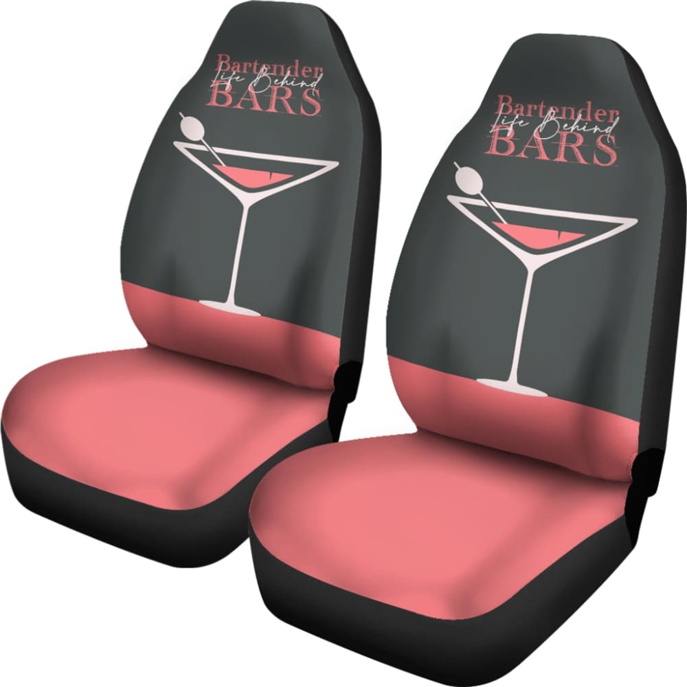 Pink Themed Cocktail Bartender Car Seat Covers 211601 - YourCarButBetter