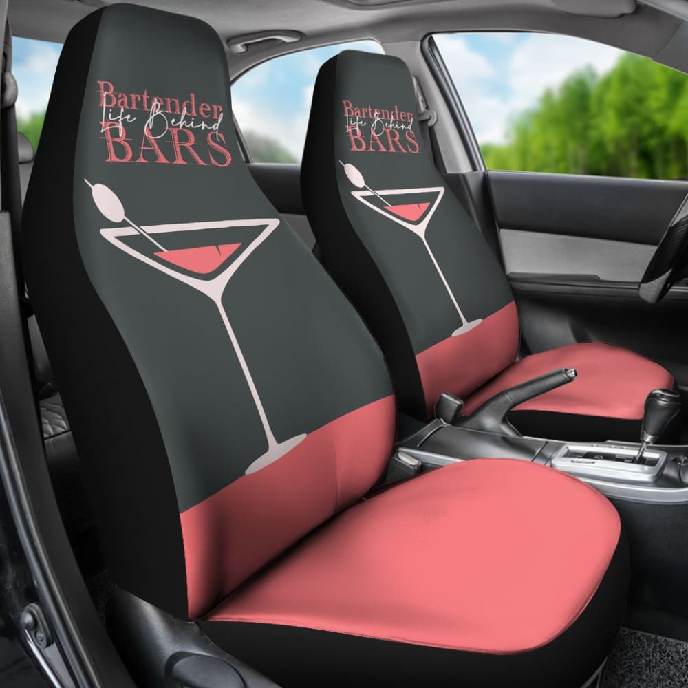 Pink Themed Cocktail Bartender Car Seat Covers 211601 - YourCarButBetter