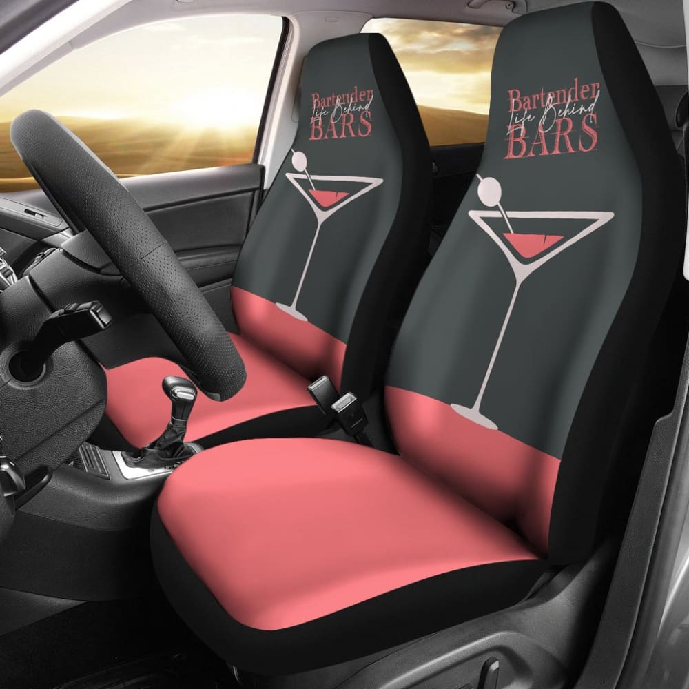 Pink Themed Cocktail Bartender Car Seat Covers 211601 - YourCarButBetter