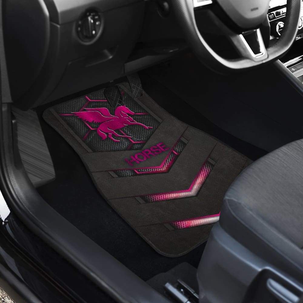 Pink Walking Horse Emblem Car Floor Mats 210503