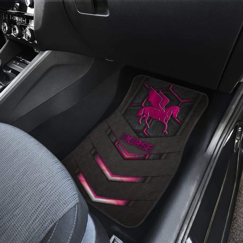 Pink Walking Horse Emblem Car Floor Mats 210503