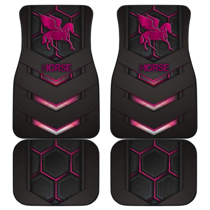 Pink Walking Horse Emblem Car Floor Mats 210503