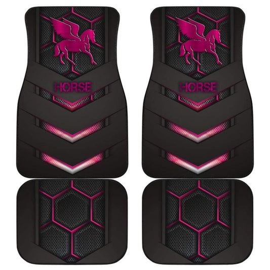 Pink Walking Horse Emblem Car Floor Mats 210503