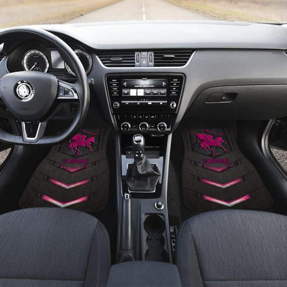 Pink Walking Horse Emblem Car Floor Mats 210503