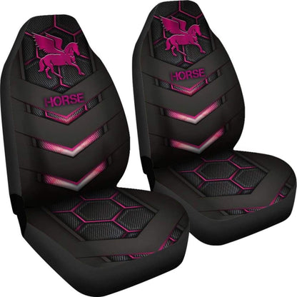 Pink Walking Horse Emblem Car Seat Covers 210503