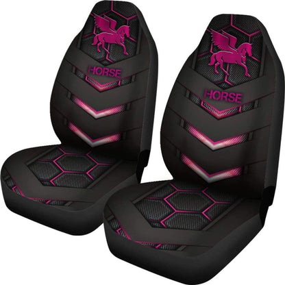 Pink Walking Horse Emblem Car Seat Covers 210503