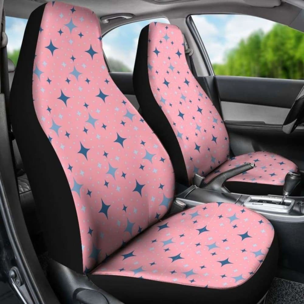 Pink With Retro Stars Pattern Car Seat Covers 194013 - YourCarButBetter