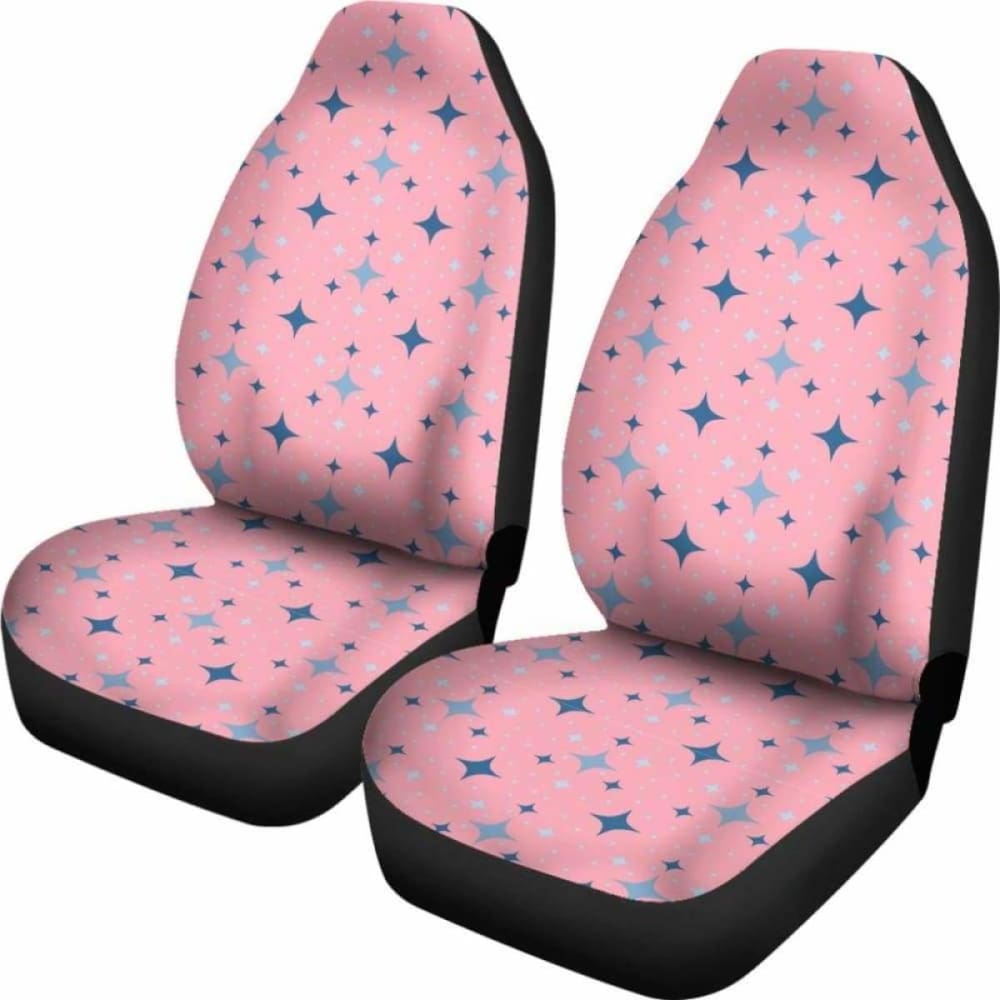 Pink With Retro Stars Pattern Car Seat Covers 194013 - YourCarButBetter