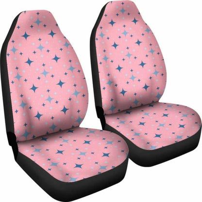 Pink With Retro Stars Pattern Car Seat Covers 194013 - YourCarButBetter