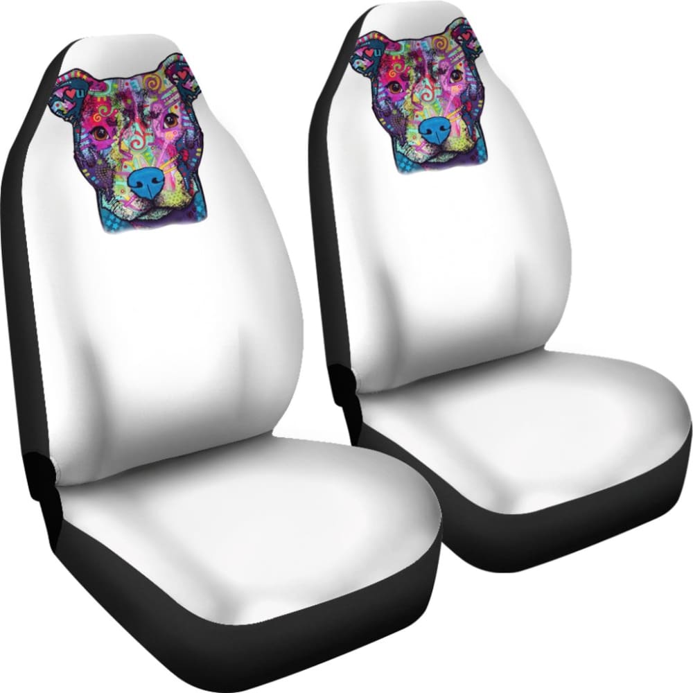 Pit Bull Design Car Seat Covers White Back 174510 - YourCarButBetter