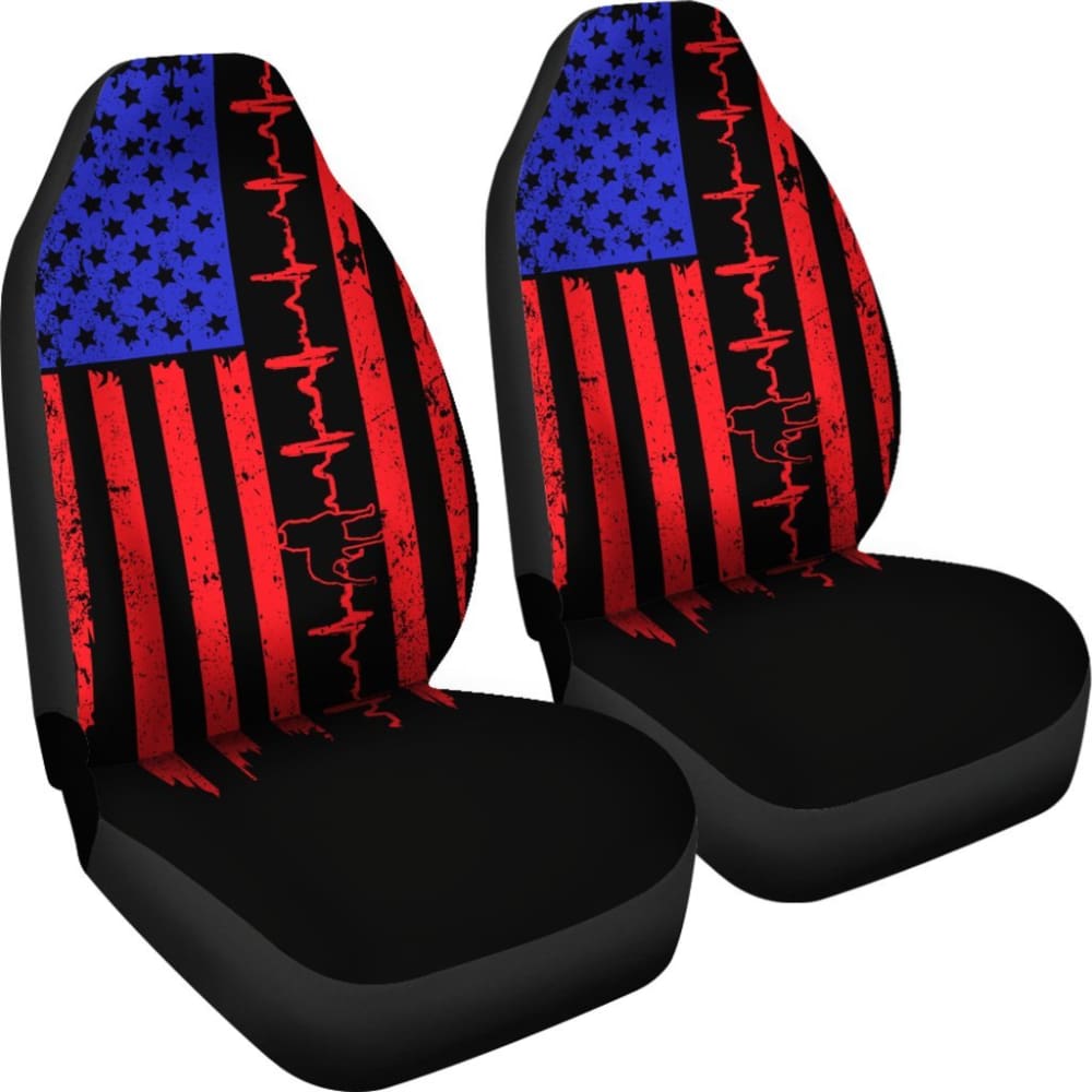 Pit Bull Heartbeat Flag Car Seat Covers 174510 - YourCarButBetter