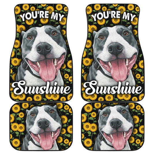 Pitbull Dog You Are My Sunshine Sunflower Car Floor Mats 211003