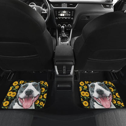 Pitbull Dog You Are My Sunshine Sunflower Car Floor Mats 211003