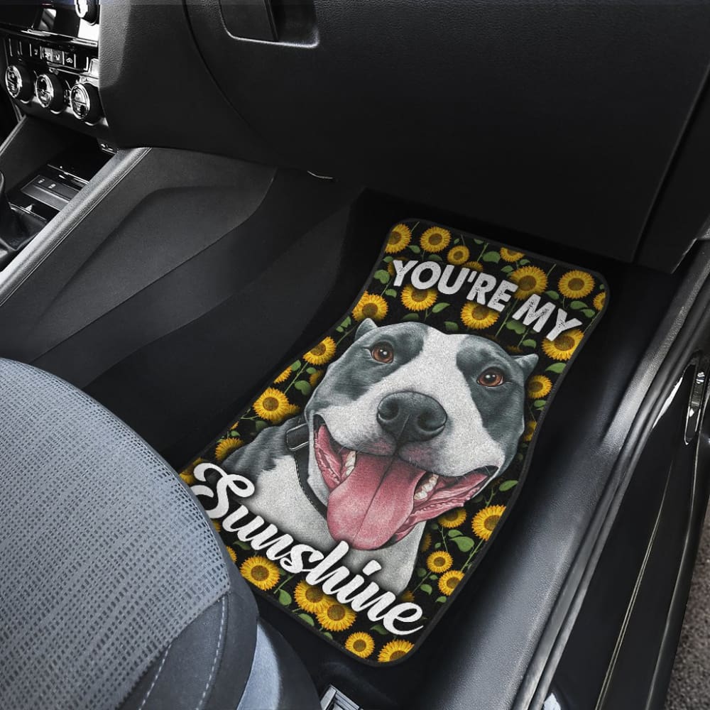 Pitbull Dog You Are My Sunshine Sunflower Car Floor Mats 211003
