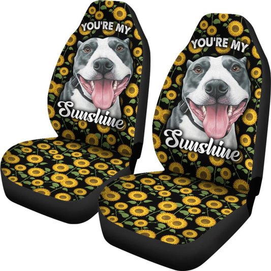Pitbull Dog You Are My Sunshine Sunflower Car Seat Covers 211003