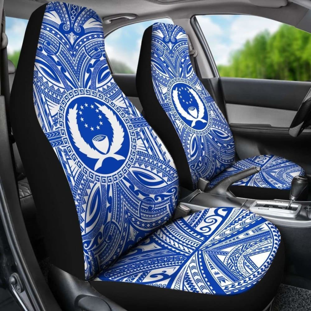 Pohnpei Car Seat Cover - Pohnpei Coat Of Arms Polynesian Flag Color 10 153908 - YourCarButBetter