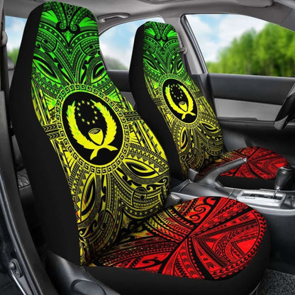 Pohnpei Car Seat Cover - Pohnpei Coat Of Arms Polynesian Reggae Style 10 153908 - YourCarButBetter