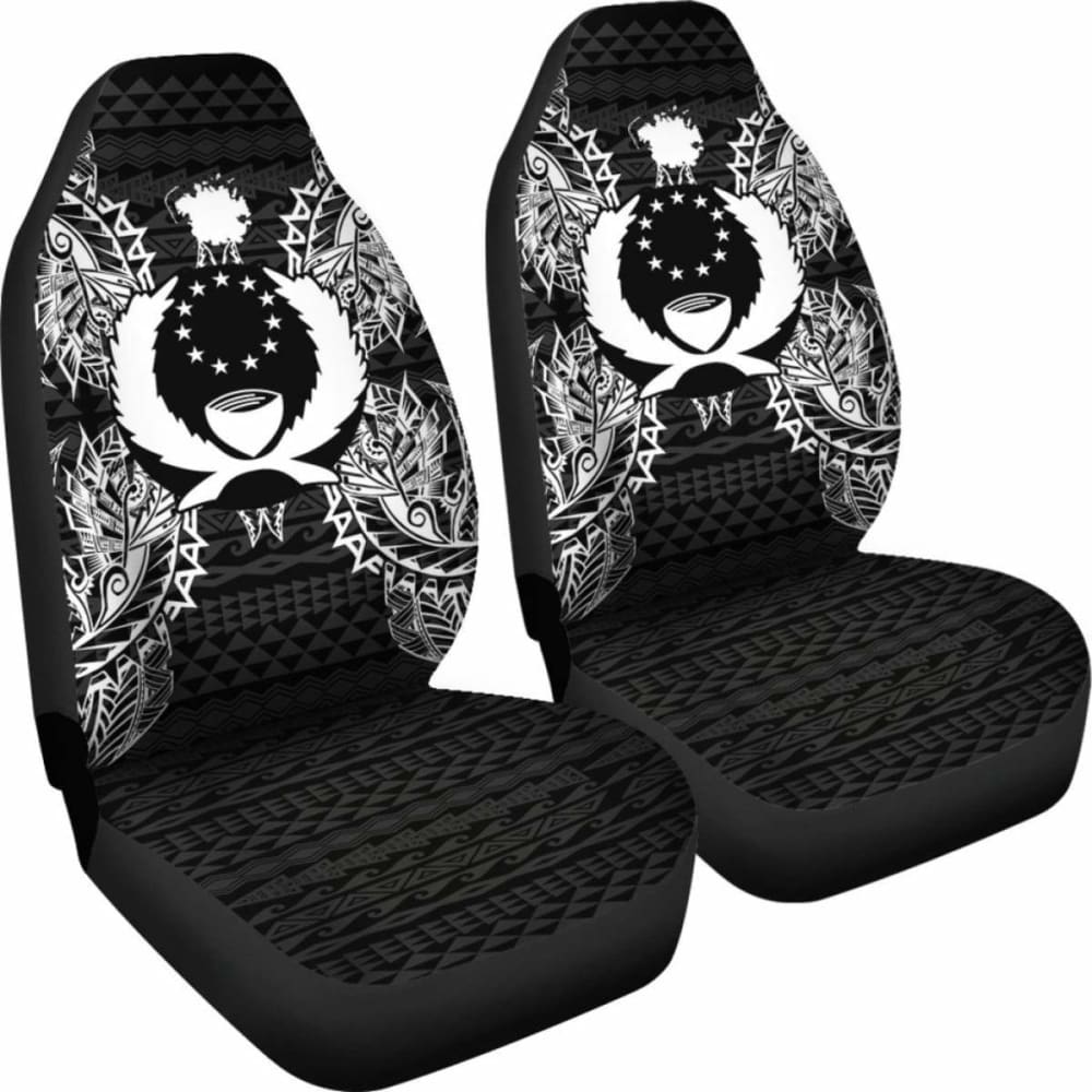 Pohnpei Car Seat Cover - Pohnpei Flag Map Black - 105905 - YourCarButBetter