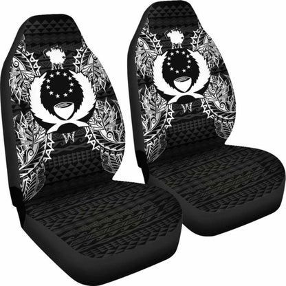 Pohnpei Car Seat Cover - Pohnpei Flag Map Black - 105905 - YourCarButBetter