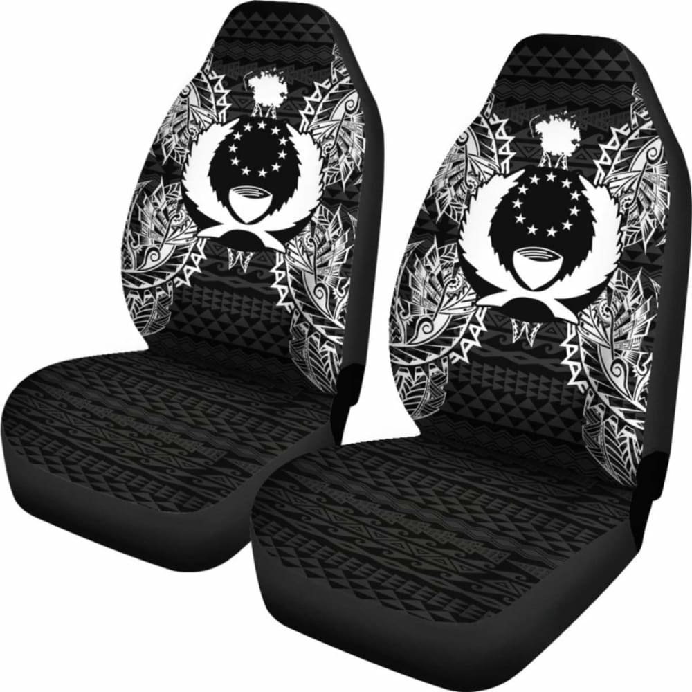 Pohnpei Car Seat Cover - Pohnpei Flag Map Black - 105905 - YourCarButBetter