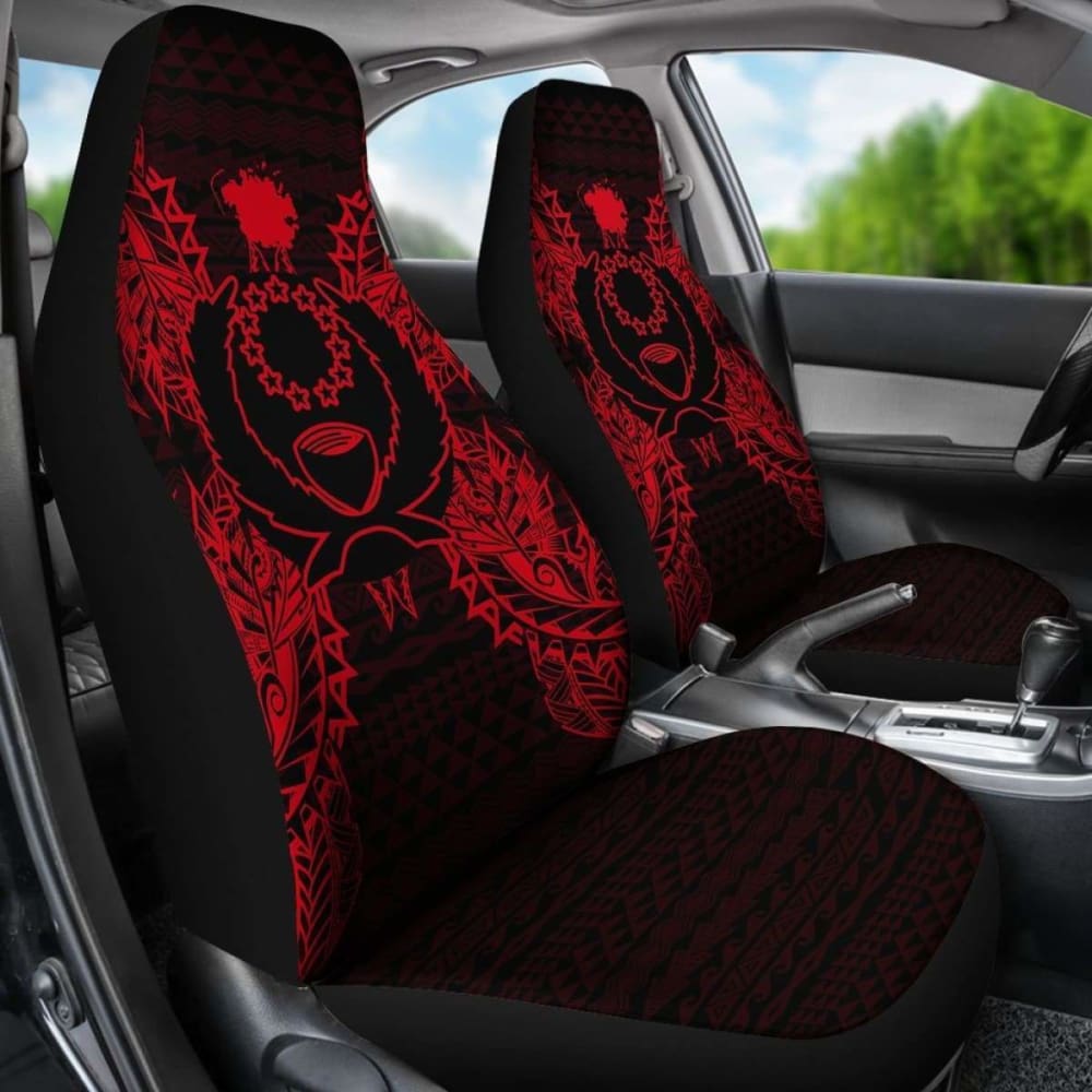 Pohnpei Car Seat Cover - Pohnpei Flag Map Red - 105905 - YourCarButBetter