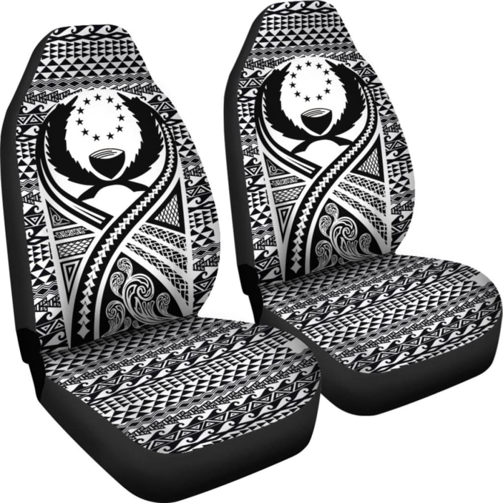 Pohnpei Car Seat Cover - Pohnpei Flag Polynesian Tattoo Black - 9 174914 - YourCarButBetter