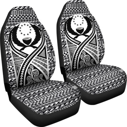 Pohnpei Car Seat Cover - Pohnpei Flag Polynesian Tattoo Black - 9 174914 - YourCarButBetter